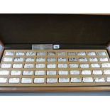 A CASED SET OF FIFTY SILVER INGOTS BY JOHN PINCHES, each commemorating the Kings and Queens of