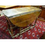 AN 18TH CENTURY AND LATER OAK GATE LEG TABLE with single end drawer front (drawer lining missing) on