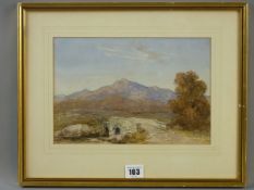 Attributed to DAVID COX JNR watercolour and pencil - Moel Siabod with small bridge in the