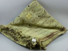 A LARGE GREEN WELSH WOOLLEN BLANKET