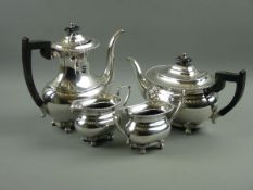 AN ELECTROPLATE FOUR PIECE VINERS TEA SET classically shaped with beaded rims, each piece raised