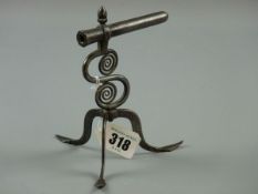 A STEEL GOFFERING IRON, late 18th/early 19th Century steel goffering iron having a double twist coil
