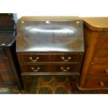 A MAHOGANY FALL FRONT BUREAU, early 20th Century with beadwork decoration, two lower drawers with