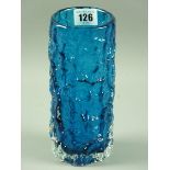 A WHITEFRIARS BLUE BARK VASE by Geoffrey Baxter, 19 cms high