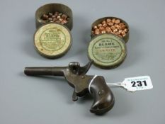 A GERMAN MINIATURE STARTER/THEATRE POCKET PISTOL stamped JGA and D.R.G.M, 12 cms approximate