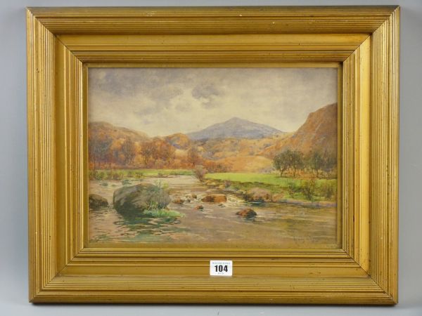 HENRY J LYON watercolour - Lledr riverscape, signed and with original title label verso 'A Grey