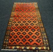 OLD PERSIAN QUASHQI TRIBAL RUG, 121 x 240cms