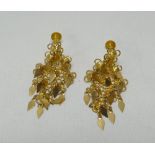 A PAIR OF ARABIAN DROP EARRINGS, marked 22ct, 9.6gms