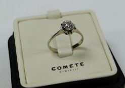 DIAMOND SOLITAIRE RING visual estimate 0.6ct in a white gold setting, 1950s