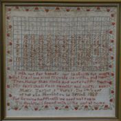 NINE-YEAR OLD MARY TAYLOR'S NUMERICAL & POETIC SAMPLER, DATED 1838 from Houghton-Le-Spring in the