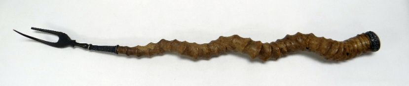 AN ANTELOPE HORN & PART-SILVER TOASTING FORK GIFTED BY GEORGE WASHINGTON & WITH CONNECTIONS