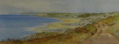 ALFRED PARKMAN watercolour - Gower coastal scene entitled 'Langland Bay' signed and dated 1923, 18 x