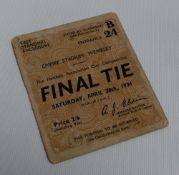 AN FA CUP FINAL TICKET STUB 1934 for Manchester City v Portsmouth at Empire Stadium, Wembley