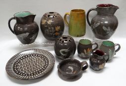 A WILLIAM FISHLEY HOLLAND STUDIO POTTERY GROUP OF TEN ITEMS