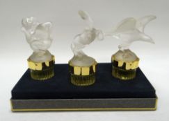A BOXED THREE-PIECE LALIQUE 'LES MASCOTTES' COLOGNE SET BY FLACONS COLLECTION, unopened, the mascots