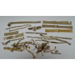 A PARCEL OF YELLOW METAL WRISTWATCH BRACELETS etc from the estate of a local jeweller