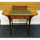 A ROSEWOOD MARQUETRY WRITING DESK with raised stationery-box top and tooled green leather writing
