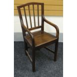 A WELSH FARM HOUSE ARMCHAIR with lath back, late eighteenth/early nineteenth century, probably