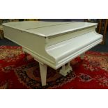 A BECHSTEIN BABY GRAND PIANO on square tapered supports, numbered 100334, 178cms long (painted off-