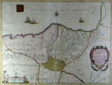 JOAN BLAEU ANTIQUE COLOURED SPANISH MAP - 'BISCAIA ALAVA et GUIPUSCOA CANTABRIAE VETERIS PARTES',