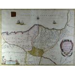 JOAN BLAEU ANTIQUE COLOURED SPANISH MAP - 'BISCAIA ALAVA et GUIPUSCOA CANTABRIAE VETERIS PARTES',