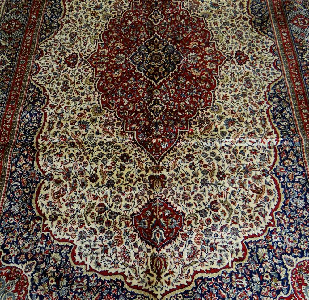 GROUND KASHMIR RUG traditional medallion design, 194 x 298cms - Image 2 of 3