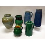 A WILLIAM FISHLEY HOLLAND STUDIO POTTERY MIXED GROUP OF SIX VESSELS