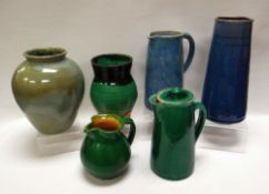 A WILLIAM FISHLEY HOLLAND STUDIO POTTERY MIXED GROUP OF SIX VESSELS