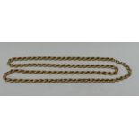 A 9CT YELLOW GOLD ROPE-TWIST NECKLACE, 36gms