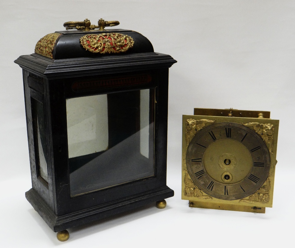 AN EARLY EIGHTEENTH CENTURY ENGLISH EBONISED BRACKET CLOCK BY FRANCIS ROBINSON, having an eight- - Image 5 of 18