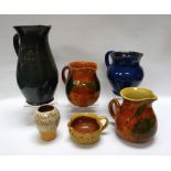 SIX EWENNY POTTERY VESSELS variously inscribed in Welsh including 'Maesteg Eisteddfod yr Urdd 1953',