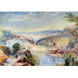 MONOGRAMMIST W B watercolour - Italian Grand Tour scene with figures, monogrammed, 24 x 34cms