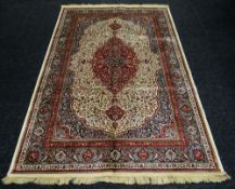 GROUND KASHMIR RUG traditional medallion design, 194 x 298cms