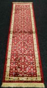 RED GROUND KASHMIR RUNNER all-over design, 78 x 297cms