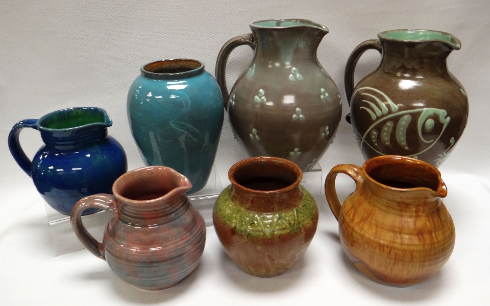 A WILLIAM FISHLEY HOLLAND STUDIO POTTERY GROUP OF SEVEN VESSELS