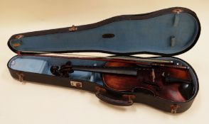 AN ANTIQUE VIOLIN, BOW & CASE Provenance: The Estate of Thomas Ifor Rees, the first British