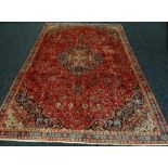 OLD PERSIAN KASHAN CARPET traditional medallion design, 207 x 313cms