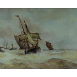 FREDERICK JAMES ALDRIDGE watercolour - sale ships in high seas, signed, 21.5 x 27.5cms