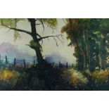 R. LAWRENCE watercolour - landscape with woodland, signed, 35 x 51.5cms