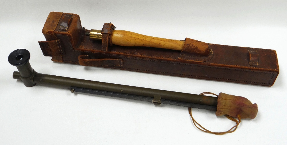 A WWI R&J BECK TRENCH PERISCOPE No.25 with leather case and accessories, 44cms long