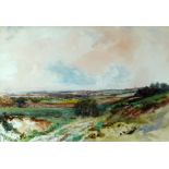 F. KERR watercolours, a trio - landscape scenes, each approximately 25 x 36 cms