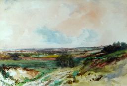 F. KERR watercolours, a trio - landscape scenes, each approximately 25 x 36 cms