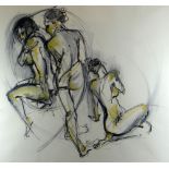 UNKNOWN ARTIST, MODERN BRITISH SCHOOL mixed media - movement study of a nude, indistinctly signed,