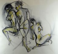 UNKNOWN ARTIST, MODERN BRITISH SCHOOL mixed media - movement study of a nude, indistinctly signed,