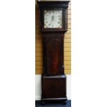 LATE EIGHTEENTH CENTURY MAHOGANY LONGCASE CLOCK BY H. WALKER with painted floral dial and square ho