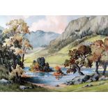 W. S. HALL watercolour - lake land scene , signed, 33 x 47cms