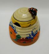 A CLARICE CLIFF 'GAYDAY' BEEHIVE HONEY POT for the Bizarre range, 9cms high