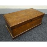 A SEAMAN'S CHEST of simple form with hinged lid, carry handles and internal compartment, 97cms wide