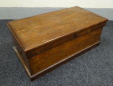 A SEAMAN'S CHEST of simple form with hinged lid, carry handles and internal compartment, 97cms wide