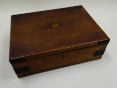 AN EMPTY CUTLERY CANTEEN WITH BRASS FITTINGS AND HANDLES, 48cms wide